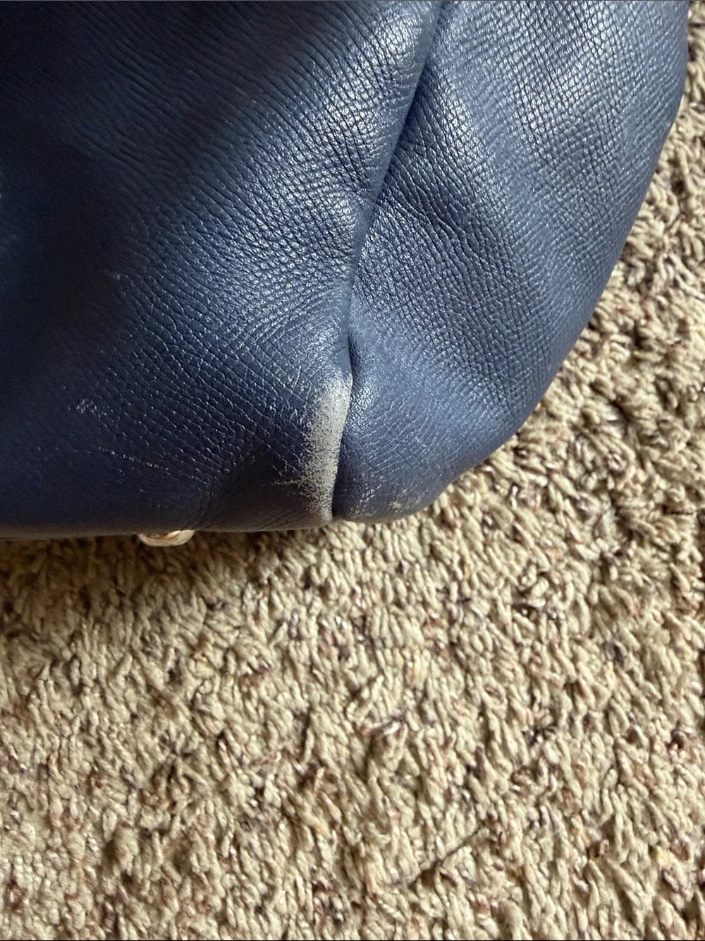 Levenger Navy Blue Leather Tote with Shoulder Strap